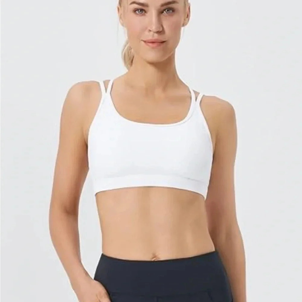 Fittin L7 White Strappy Sports bra • Large • NWT